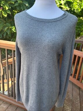 Nanette Lepore Gray Scoop Neck Cashmere-Feel Sweater